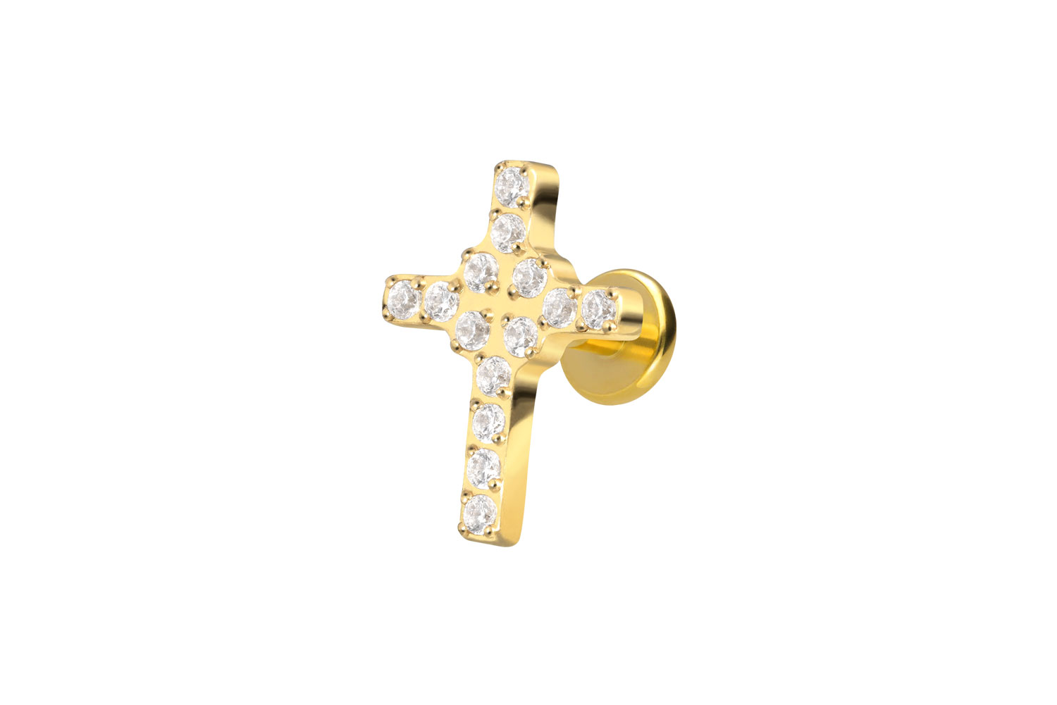 Titan Labret Piercing mit Innengewinde KRISTALLKREUZ